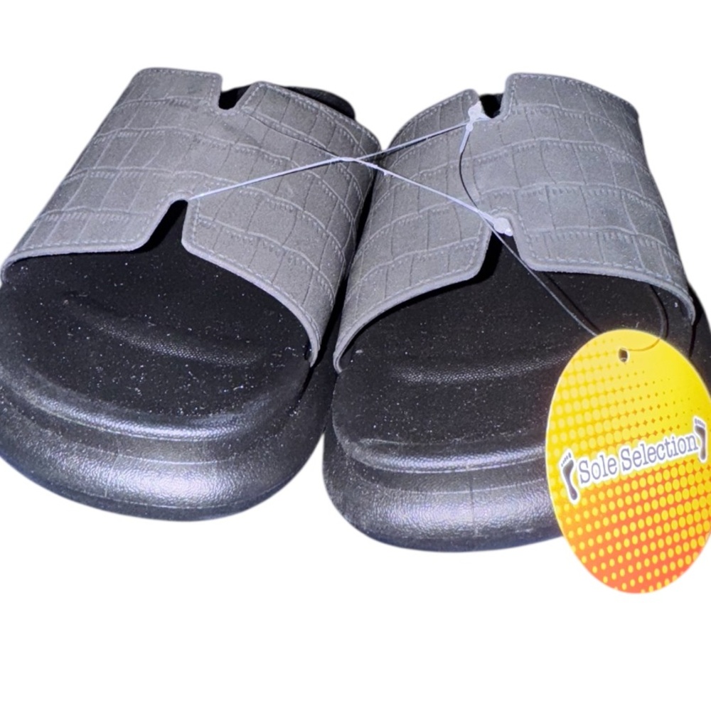 Gray Black Sole Selection Slide Sandals for women